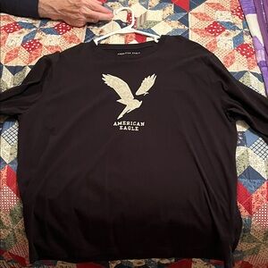 American Eagle Outfitters Black Long Sleeve Tee with Eagle Graphic